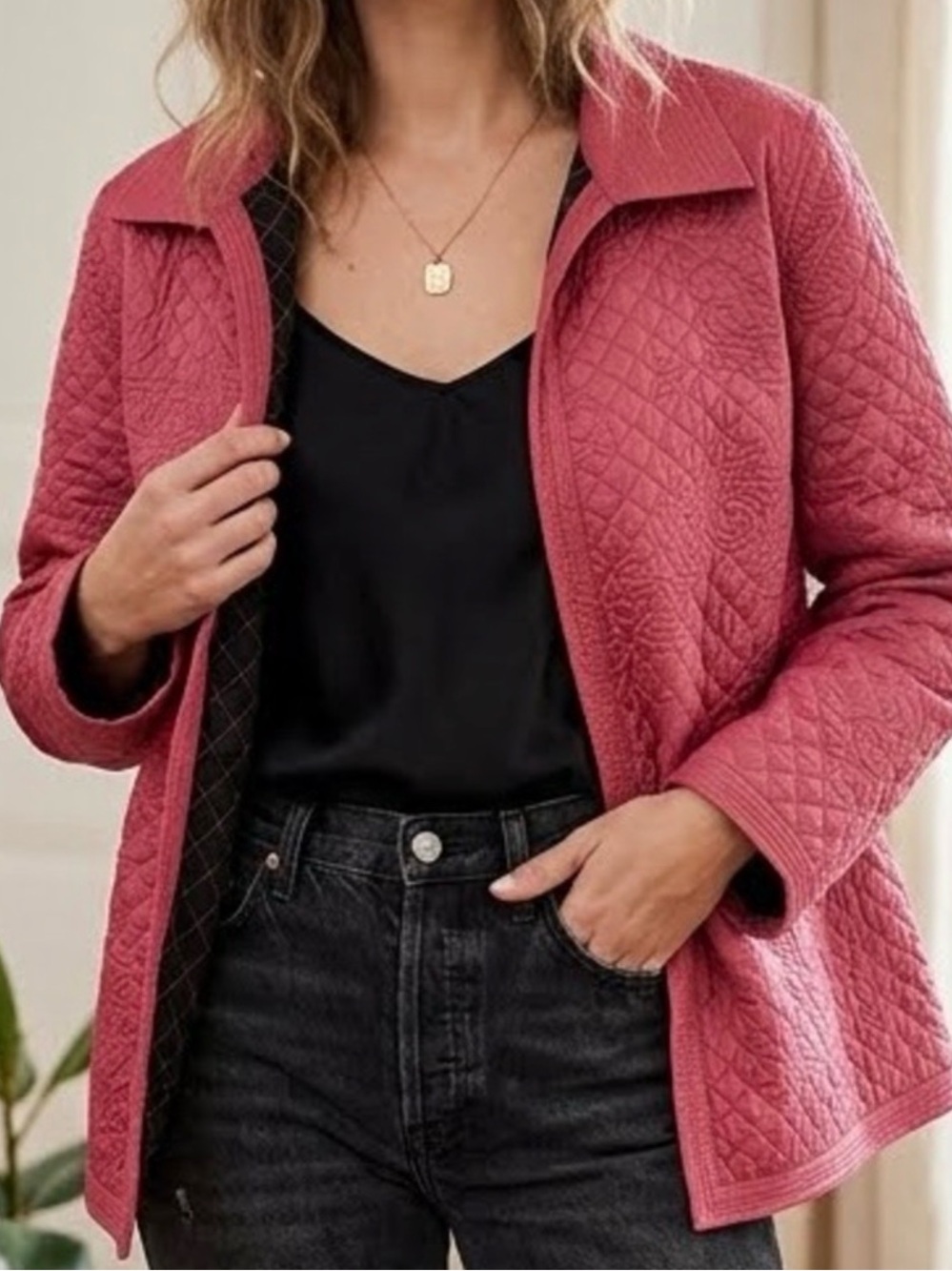 Vintage Reversible Quilted Blazer Jacket Dusty Pink Black Floral XL EUC eclectic